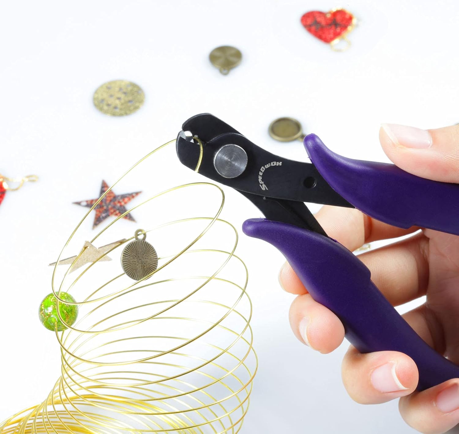 SPEEDWOX Memory Wire Cutters with Spring for Jewelry Making Bracelet Pliers 5-1/2 Inch Miniature Hard Steel Wire Cutting Shear Beading Hobby Work Tool for Arts and Crafts Electronics Jewelry Making - Image 6