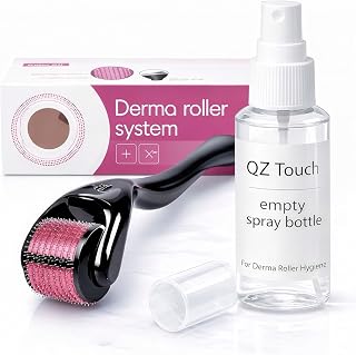 Qz Touch derma roller 0.5mm (540 needles titanium) for hair growth, beard growth & face care | microneedle roller for men ... Price In India