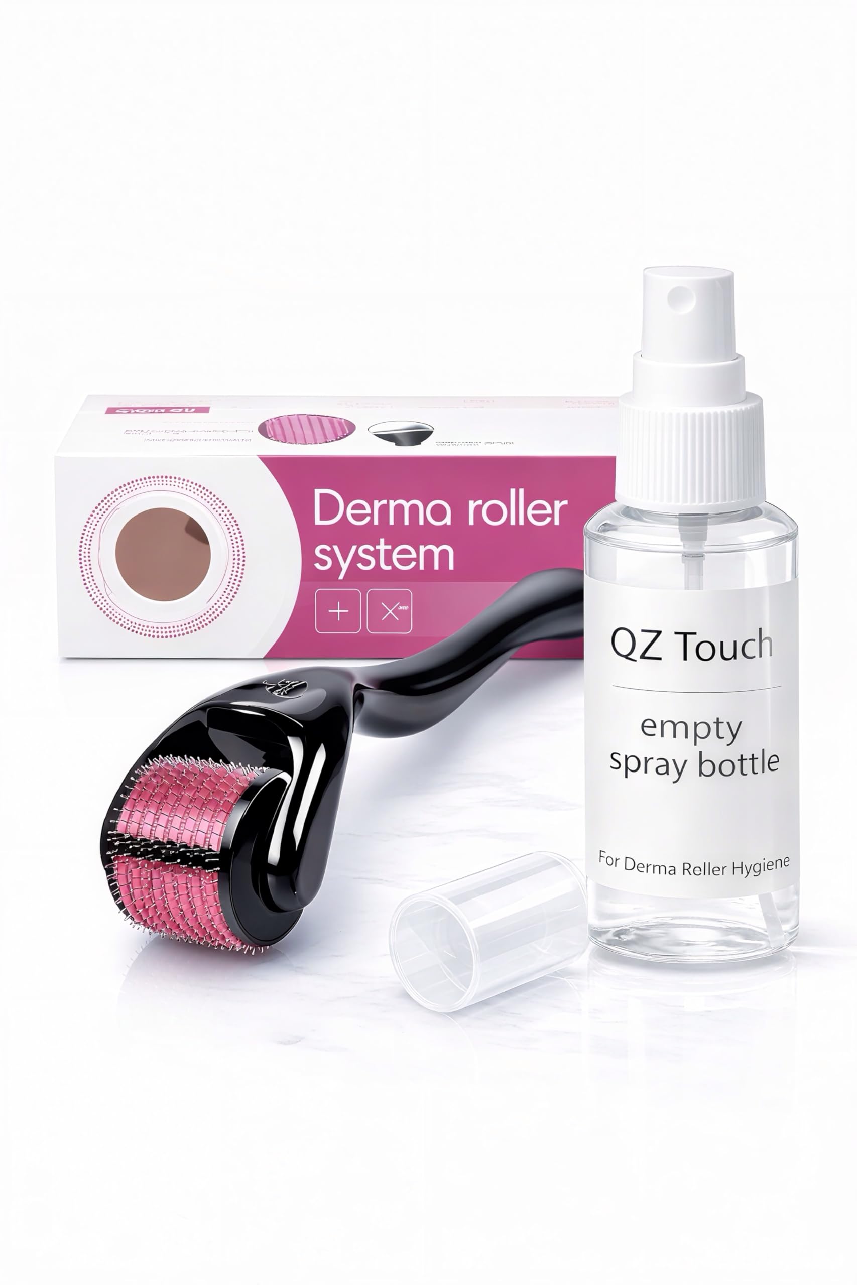 Derma Roller 0.5mm with 540 Titanium Micro Needles for Hair Growth, Beard & Face Skin Care | Microneedle Roller for Men and Women | Refillable Empty Sanitizer Spray Bottle Included-picture-37