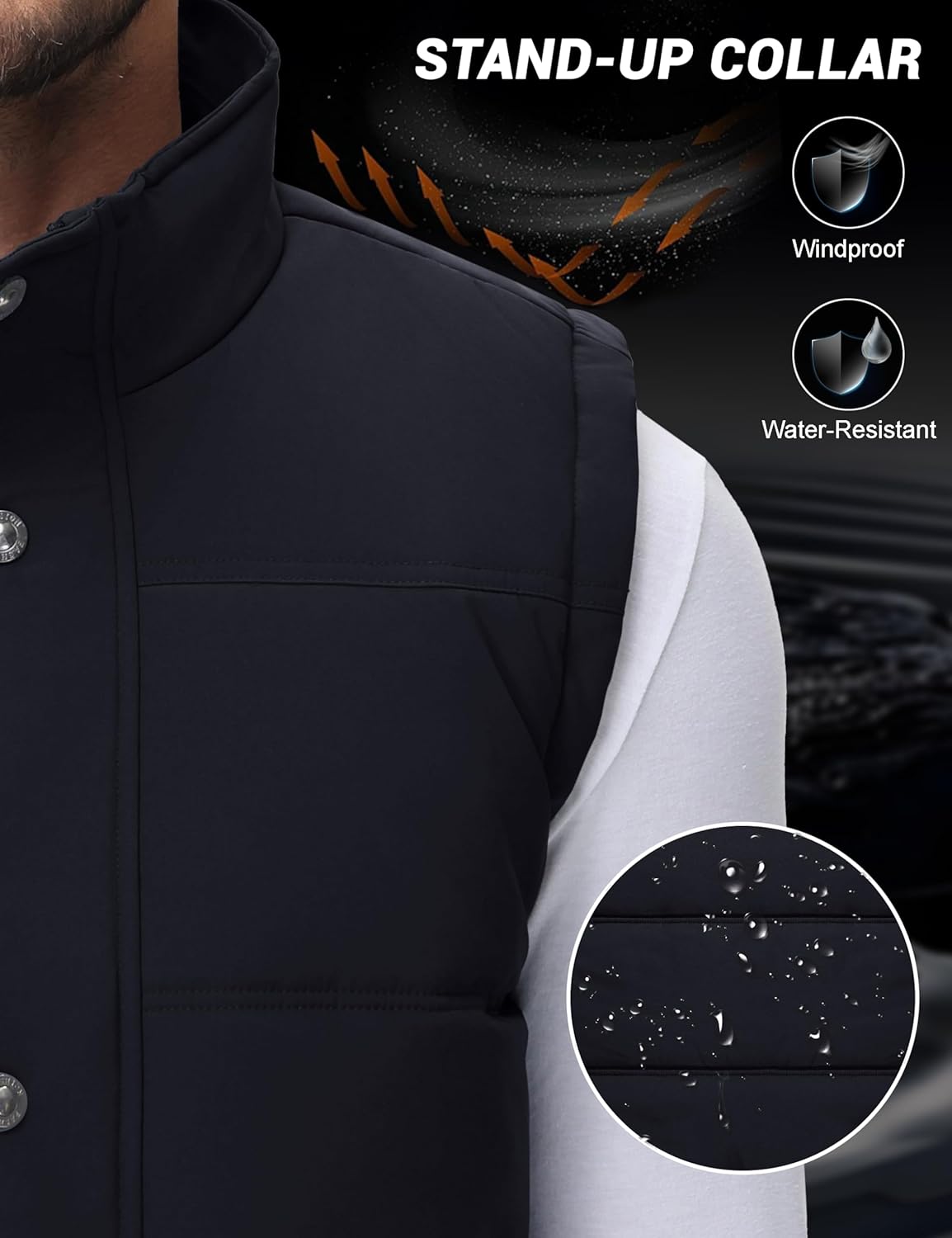 Cotrasen Men's Winter Warm Vests Outerwear Casual Fleece Lined Vest Puffer Sleeveless Jacket - Image 4