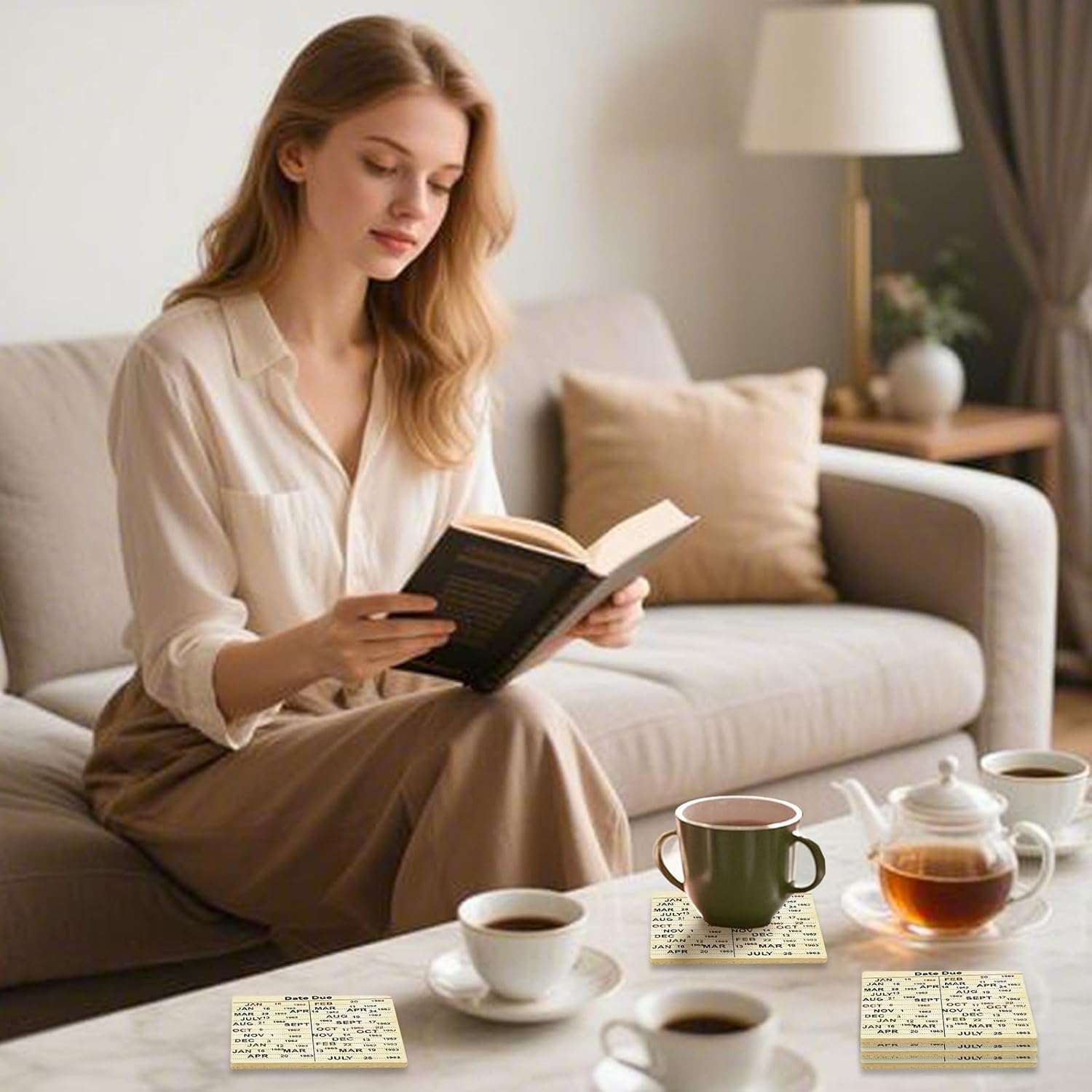 24 Pcs Library Due Date Card Book Coasters, Book Themed Party Favors Book Club Gifts for Book Club Decorations Library Decor Bookish Gifts Librarian Giftss - Image 6