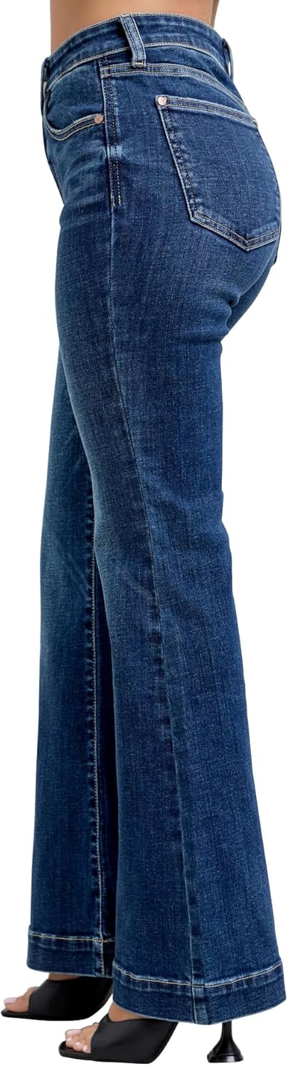 Judy Blue Womens Jeans - High Waisted Petite Trouser Flare