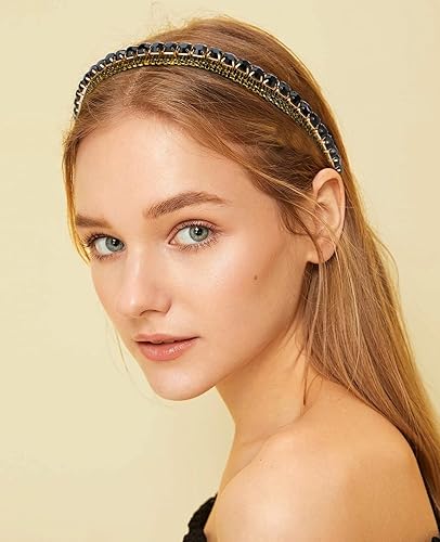 Miniatura 2 de Wecoe Diadema negra con diamantes de imitación, brilla como un diamante, perfecta para bodas, cumpleaños, fiestas y uso diario, gran regalo para