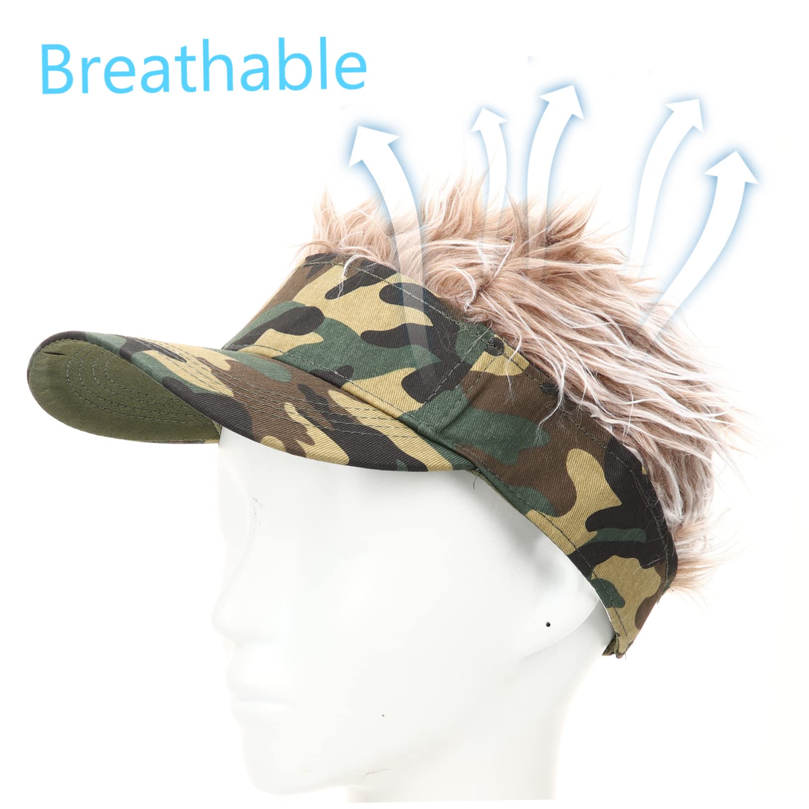 BESPORTBLE Casquette de Baseball Camouflage Perruque Chapeau Unisexe de Protection Solaire pour Activités Extérieures et Festivals