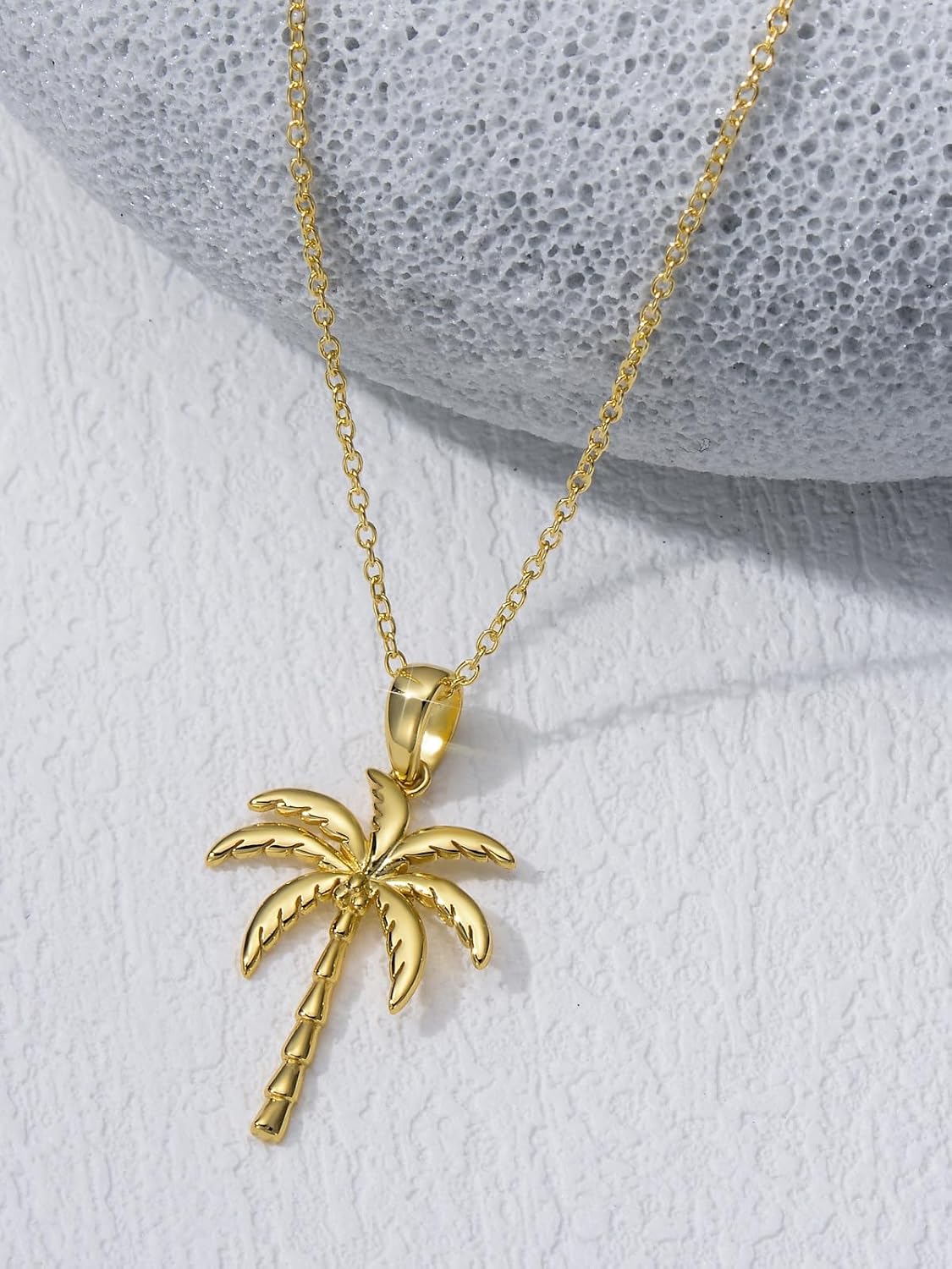 14k Real Gold Palm Tree Necklace for Women Coconut Tree Pendant Palm Jewelry Mother's Day Birthday Tree Gifts for Mom Grandmother Sister Her Girlfriend Wife Daughter Nana 18inches