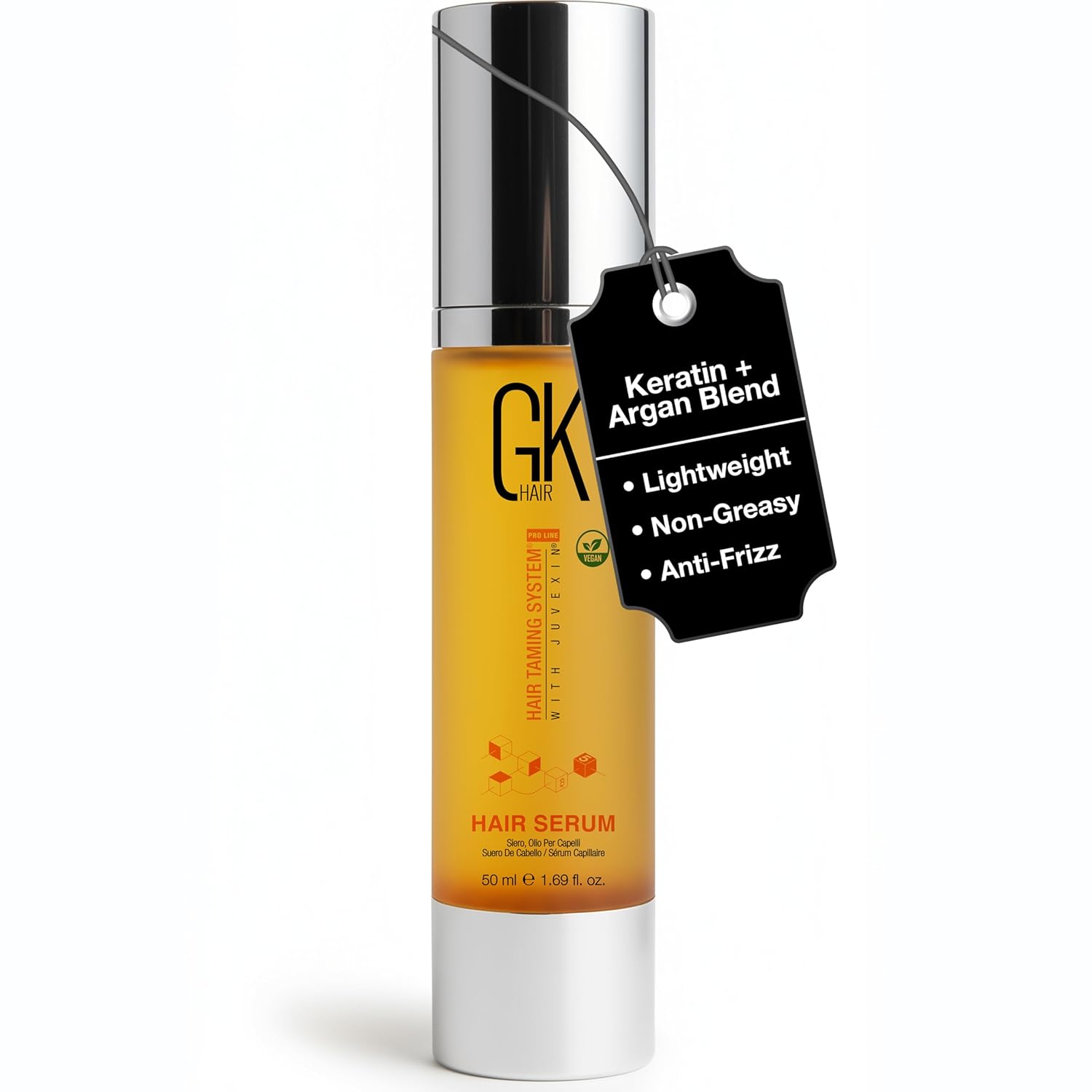 GK HAIR Oil – Argan Oil Heat Protectant Serum -Lightweight Hair Serum -Perfect For Keratin,Frizzy, Curly, Dry & Damaged ends-Adds Shine and Smooths,Paraben, Phthalate and Sulfate Free (1.69 oz)