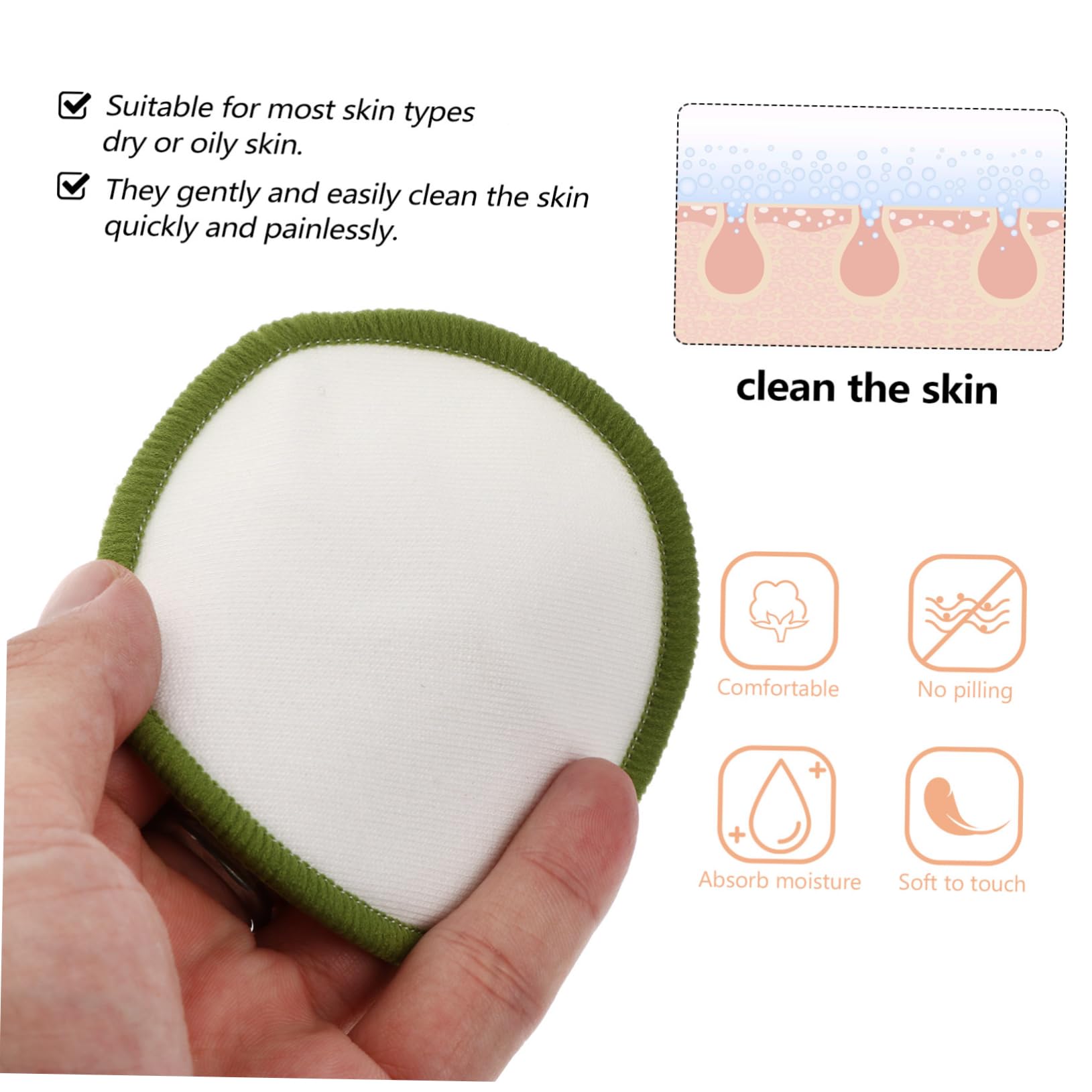 Didiseaon 2 Set dischetto struccante pad struccanti lavabili Pad struccante riutilizzabile Accessori Trucco pulito soffio struccante pastiglie per il lavaggio del viso fibra di bamboo Green