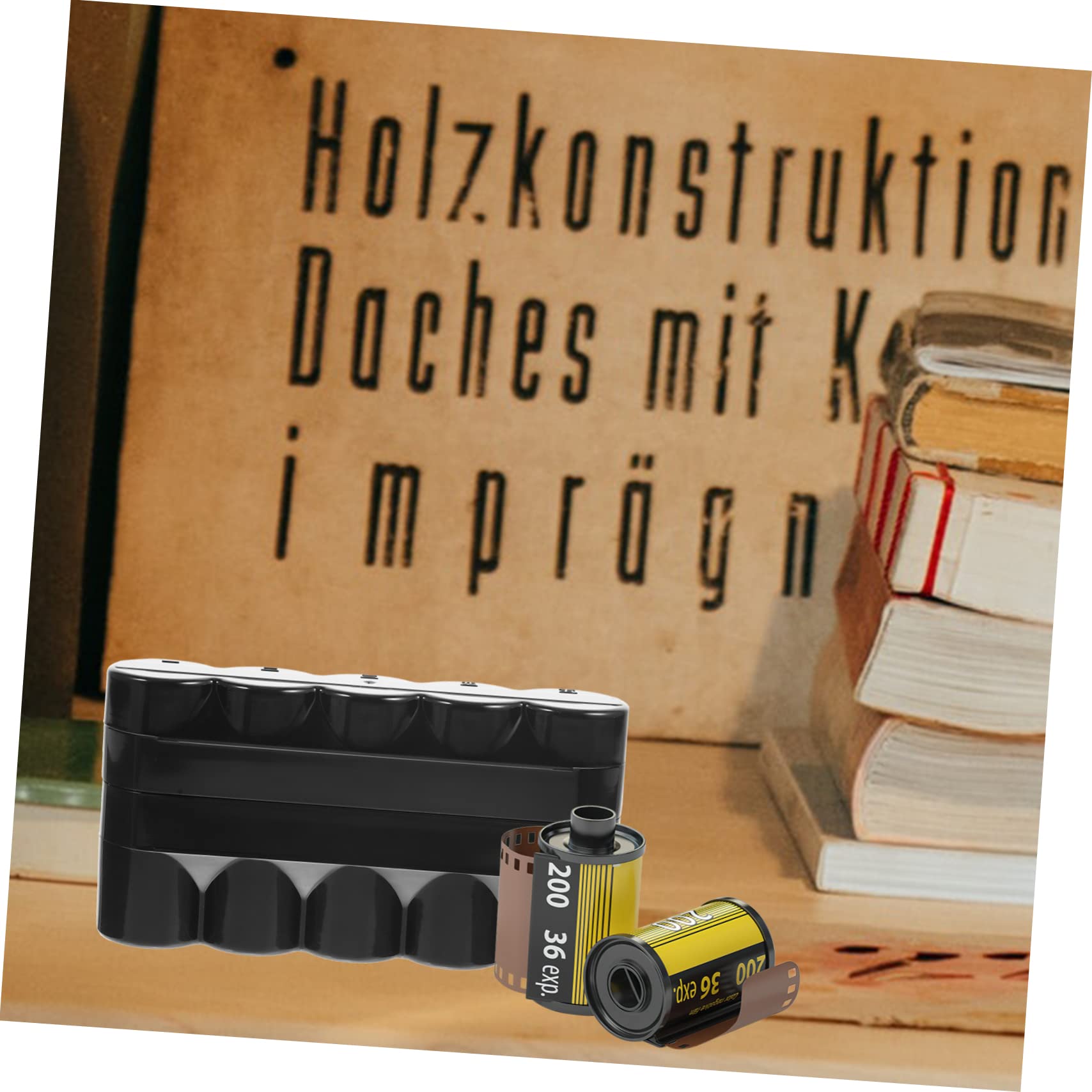 Estuche de Película de Plástico Negro para 5 Rollos, Caja de Almacenamiento Portátil y Fácil de Usar para Baterías Pequeñas y Objetos Hogar Bolsa