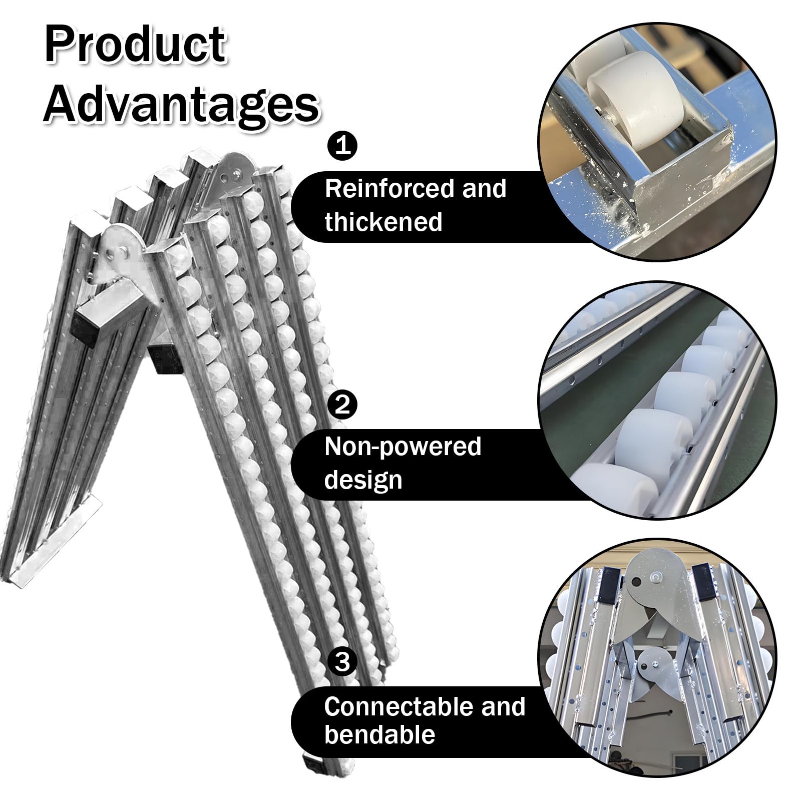 LightDuty - Tavolo a nastro trasportatore, 30 x 200 cm, ruote trasportatori non alimentate e puleggia di scarico, soluzione salvaspazio per movimentazione merci, ideale per magazzini e logistica