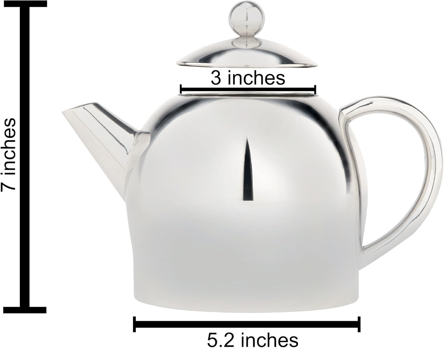 Cuisinox Polished Stainless Steel Double Walled Teapot, 6.3” x 5” (1
