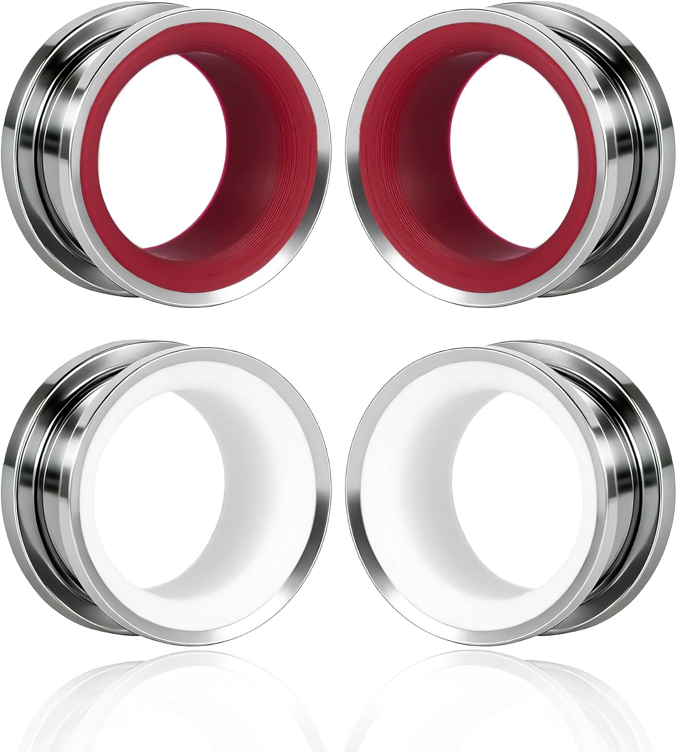 4PCS Stainless Steel Ear Gauges 0G(8mm) - 3/4"(19mm) Screw Back Ear Tunnels Double Flared Ear Expanders for Stretched Ears Body Jewelry Set for Men & Women