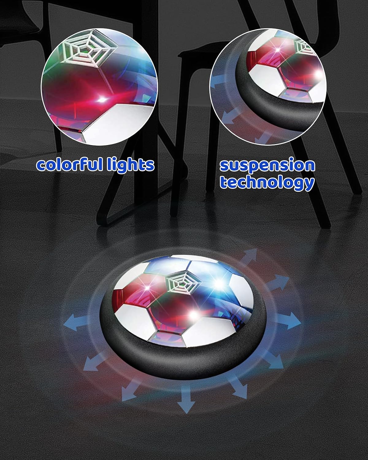 iDock 2-in-1 Hover Hockey Soccer Ball Set, USB Rechargeable and Battery Hockey Floating Air Soccer with Led Lights, Indoor Outdoor Games Sport Toys Kit for Kids Boys Girls Ages 3 4 5 6 7 8-12 : Toys & Games