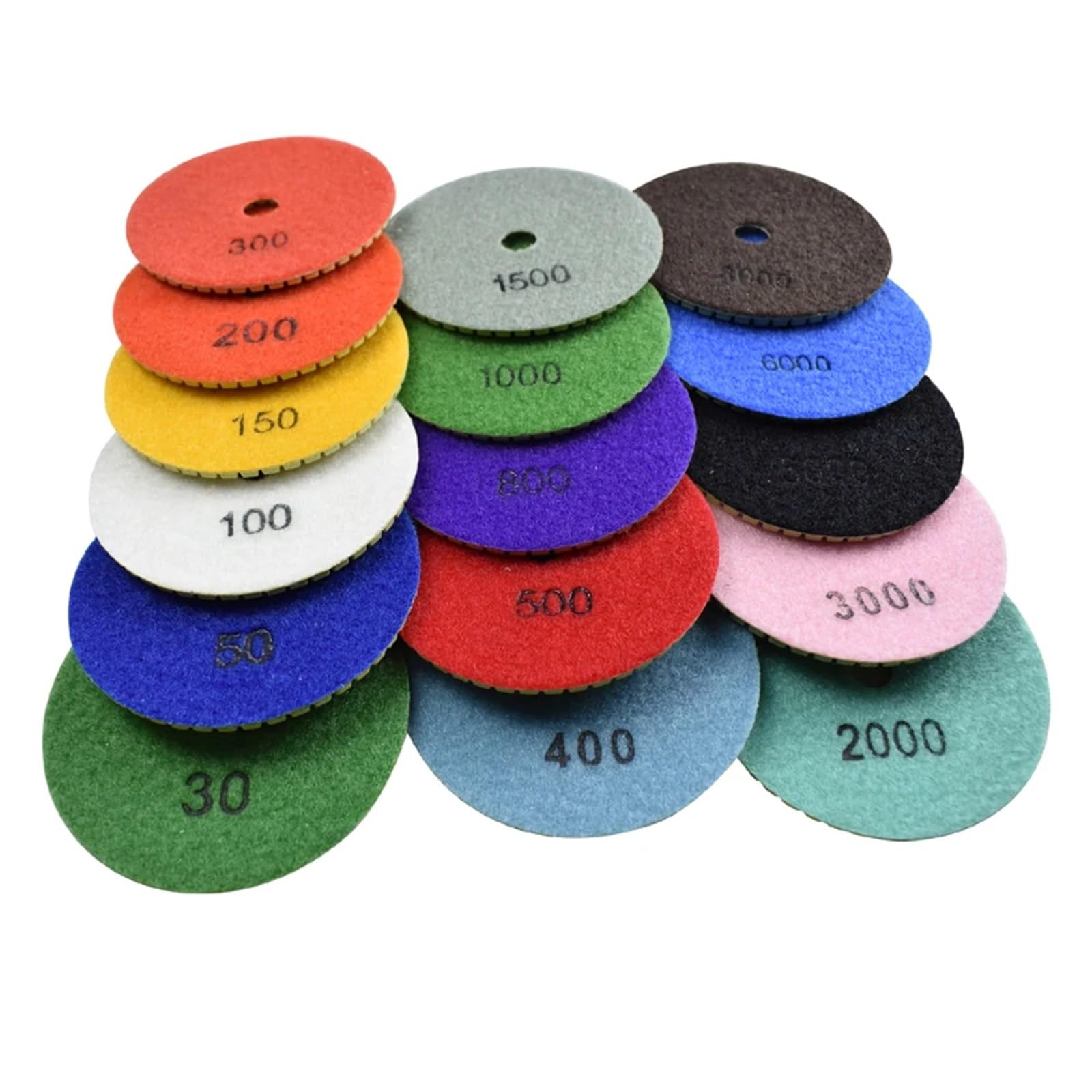 Almohadilla de pulido de diamante, Almohadillas de pulido diamante 4 pulgadas, grano húmedo 30-8000, paquete 16, for piedra, mármol, hormigón y granito(16 Pcs,100)