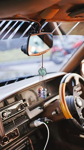 Miniatura 2 de GEHECRST Adorno colgante de cristal de aventurina verde hecho a mano con piedras preciosas de cristal curativo para chakras, decoración colgante