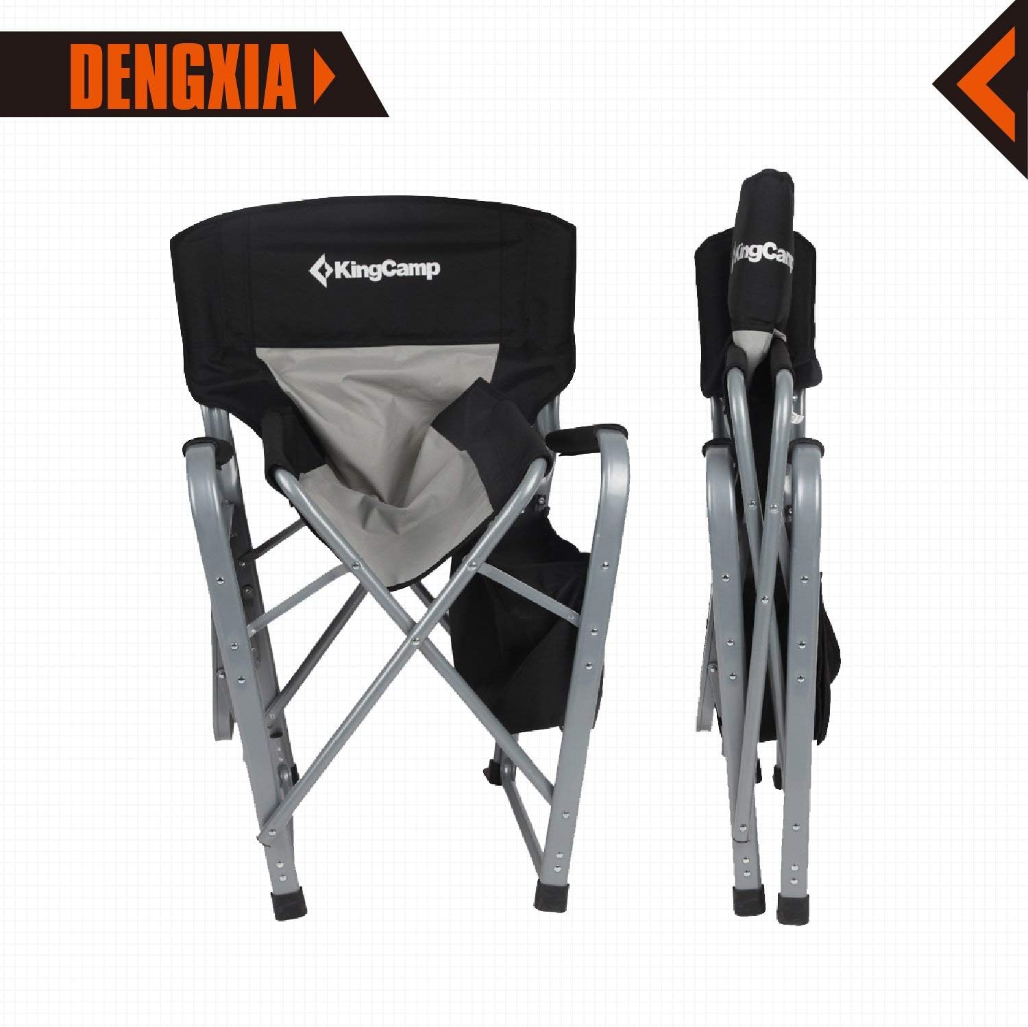 KingCamp Camping Directors Chair Heavy Duty Folding Portable Padded Camping Chair with Side Table Cooler Bag for Outdoor Fishing Tailgating Sports Backpacking Beach Trip Picnic