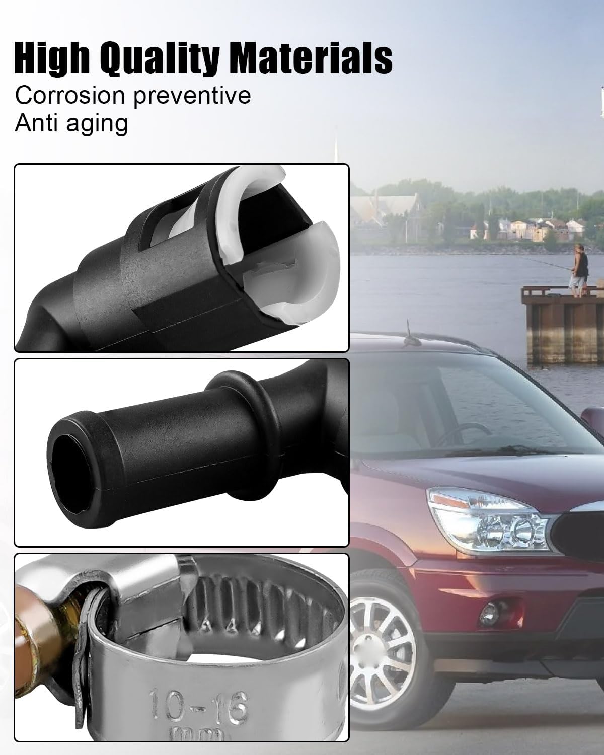 2Pcs 800-416 Heater Core Coolant Hose Quick Disconnect 90 Degree Elbow Connectors w/Clamps for 5/8" Tube and 5/8" Heater Hose
