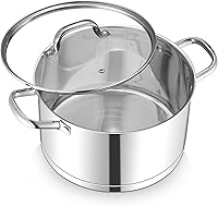 Vista 12 de TeamFar Olla de 5 cuartos, olla de acero inoxidable con parte inferior de tres capas, olla para cocinar sopa y pasta, con tapa para estufas de gas