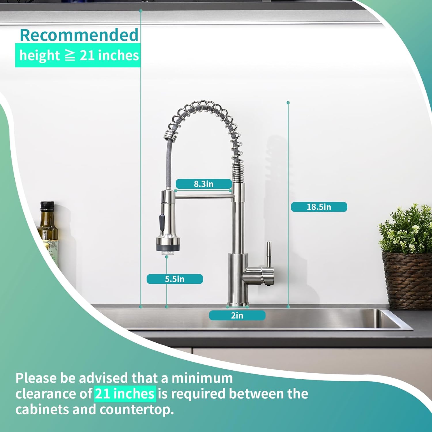 Faucet dimensions and recommended clearance