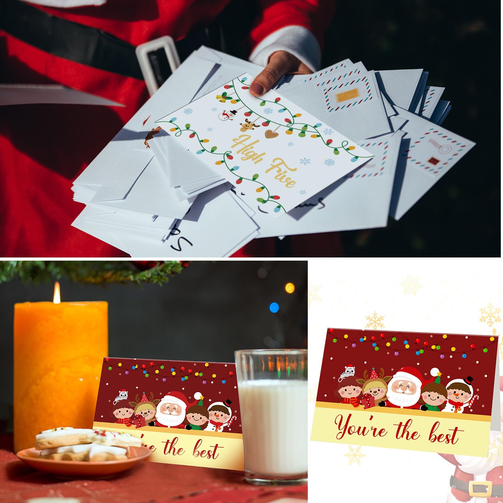 Zhanmai 240 Stück Weihnachtskarten mit Umschlägen für Mitarbeiter, Kunden, Dankeschön, motivierende Grußkarten, Postkarten, leere Rückseite, ideal für Geschäftslehrer