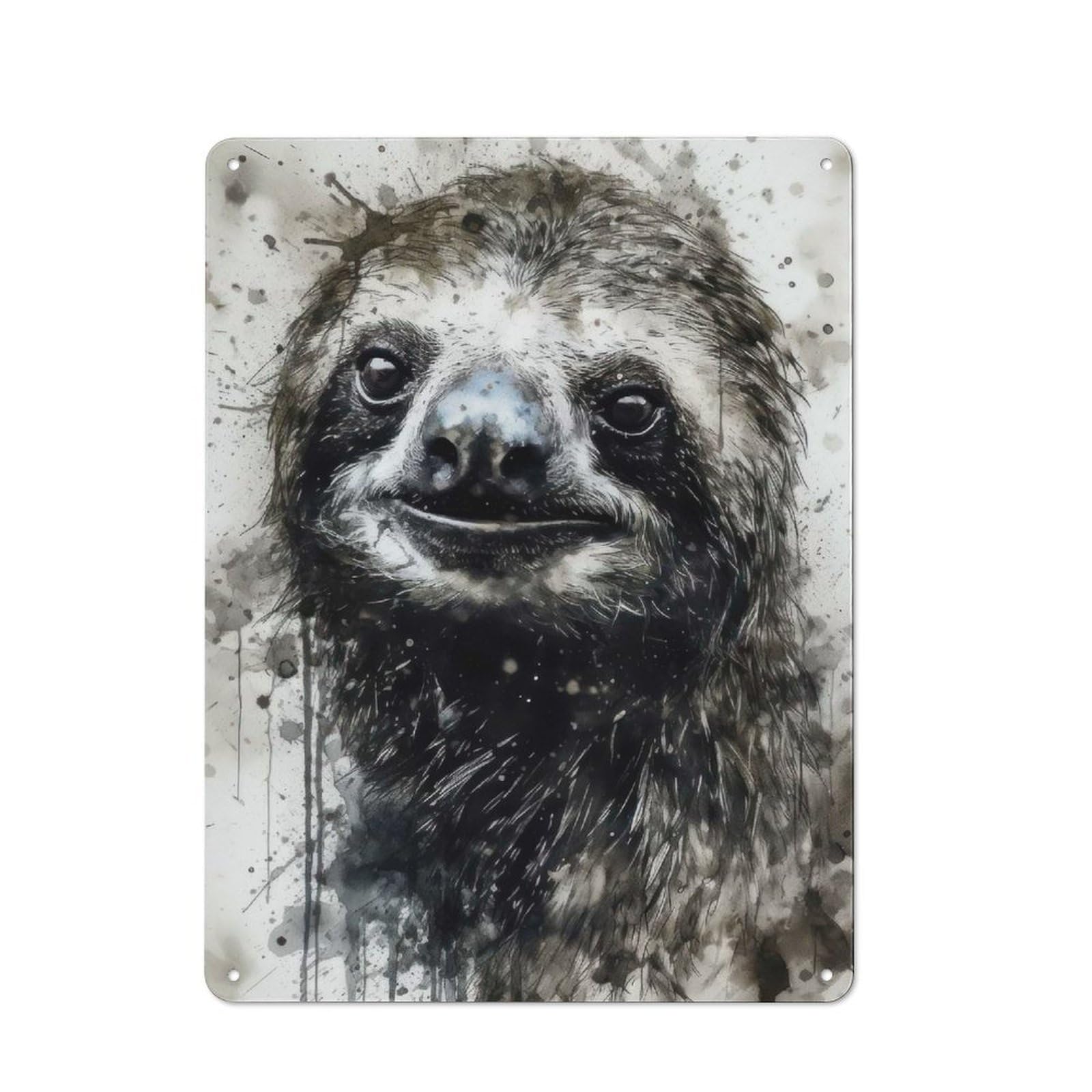 Junmoney Sloth Slow And Steady Rustic Tin Wall Plaque 40X30cm For Café Or Restaurant, For Kitchen, Dining Room And Home Bar Wall Decor