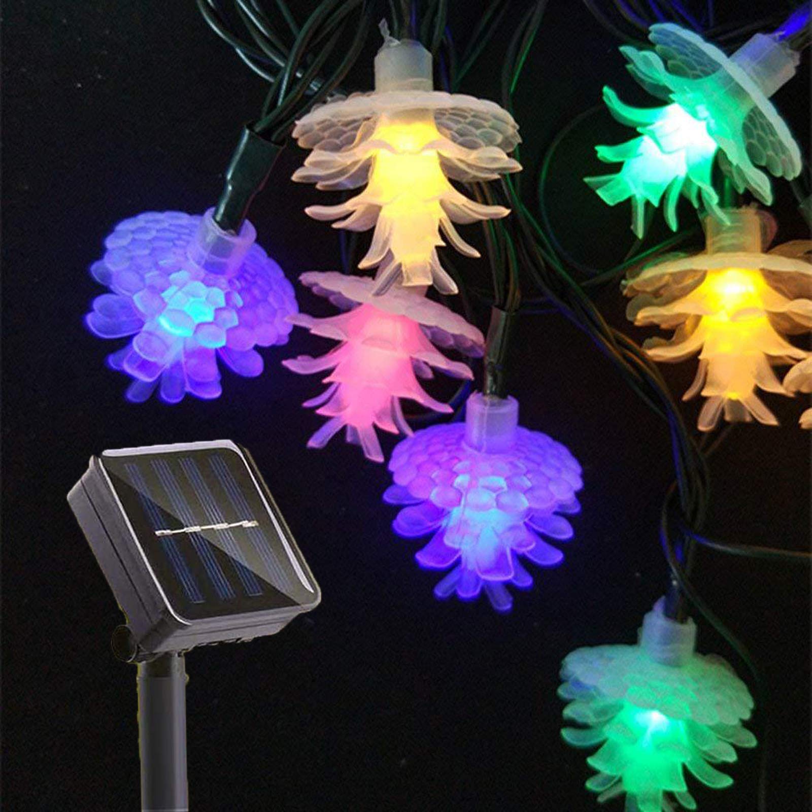 SNOMYRS Solar String Lights Outdoor 30 Led 21 Ft Solar Powered Pinecone String Lights, Waterproof Solar Christmas Lights with 8 Lighting Modes for Garden Yard Home Porch Party Decor (Multicolor)
