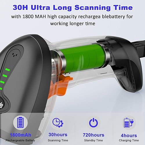 Miniatura 6 de Escáner de código de barras Bluetooth versátil 3 en 1 (2.4 GHz Bluetooth6.0 inalámbrico+USB 2.0 con cable) Lector de código de barras láser symcode