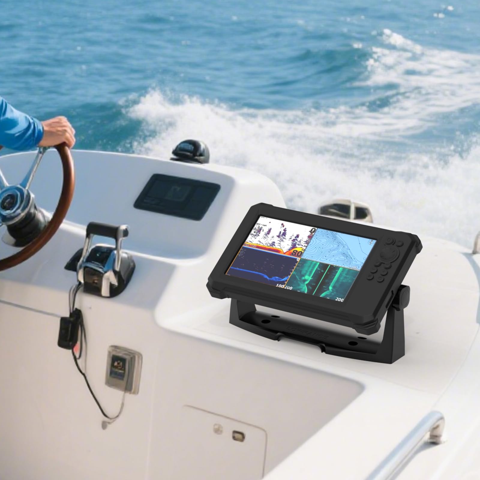 Silikon-Schutzhülle und Sonnenabdeckung für Lowrance Eagle Eye 22,9 cm und Eagle 22,9 cm, mit Anti-Verlust-Sicherheitsschnalle
