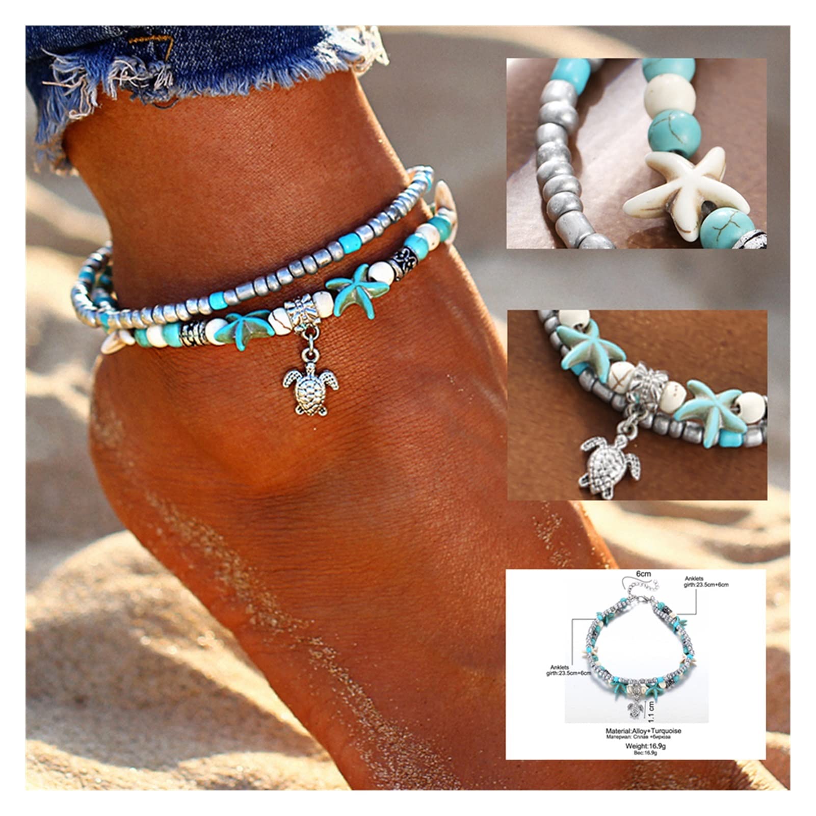 Pulseras de tobillo for mujer, tobilleras de concha de playa, tobilleras, pulseras for mujer, sandalias descalzas, pulseras, joyería de moda, tobilleras for mujer