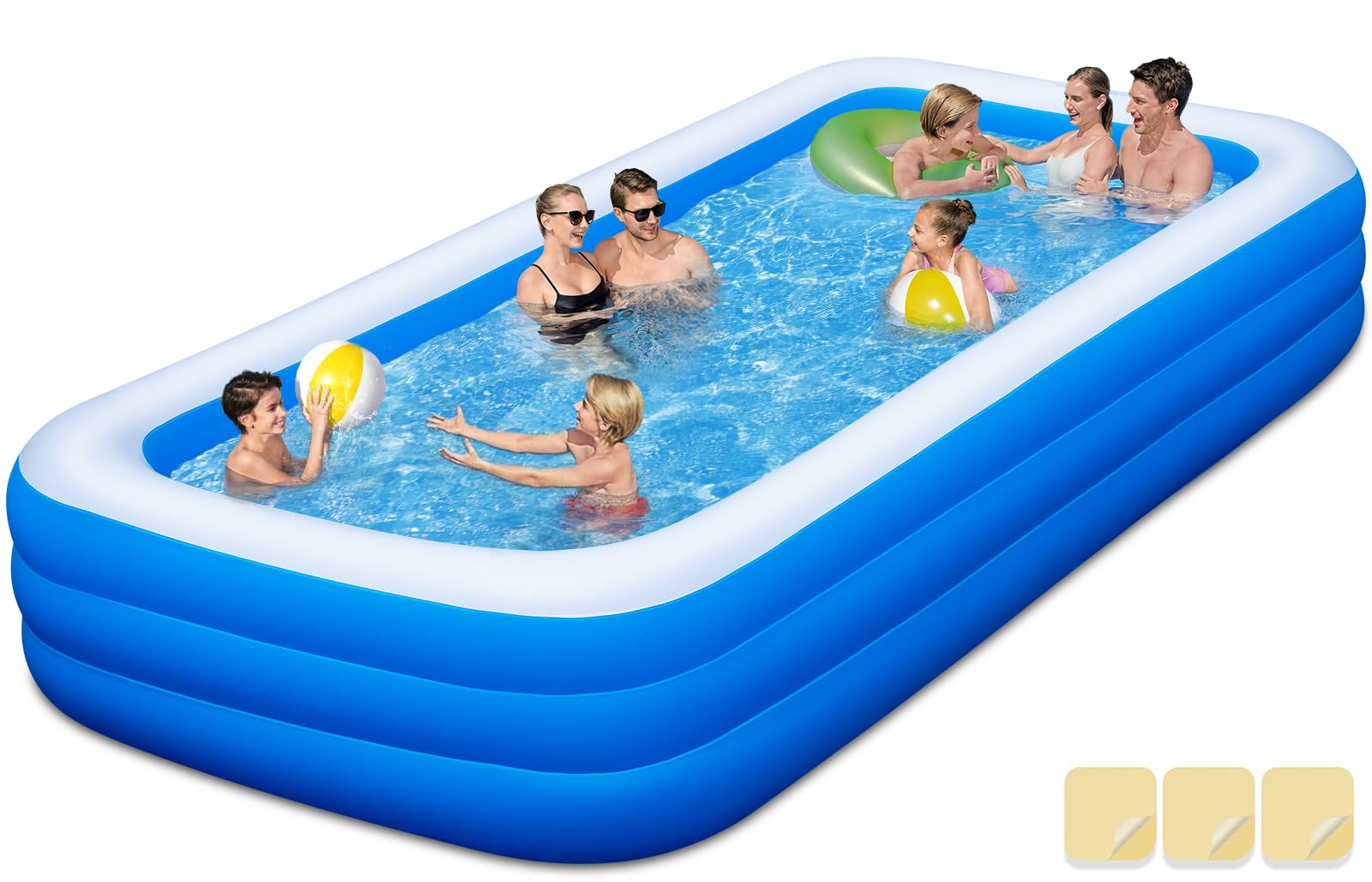Large Inflatable Swimming Pool - GISAEV 145" X 74" X 22" Oversized Thickened Blow Up Pool for Kids and Adult, Kiddie Pool for Backyard
