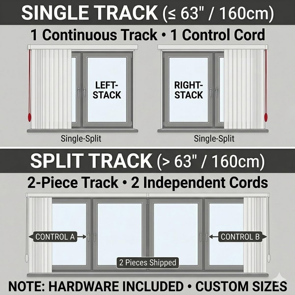 Blackout Vertical Blinds for Sliding Doors, 78" 75" 84" 98" 108" 120" Fabric Panel Track Blinds for Patio Door and Large Windows, Cordless Vertical Window Shades for Room Divider and Closet Cover