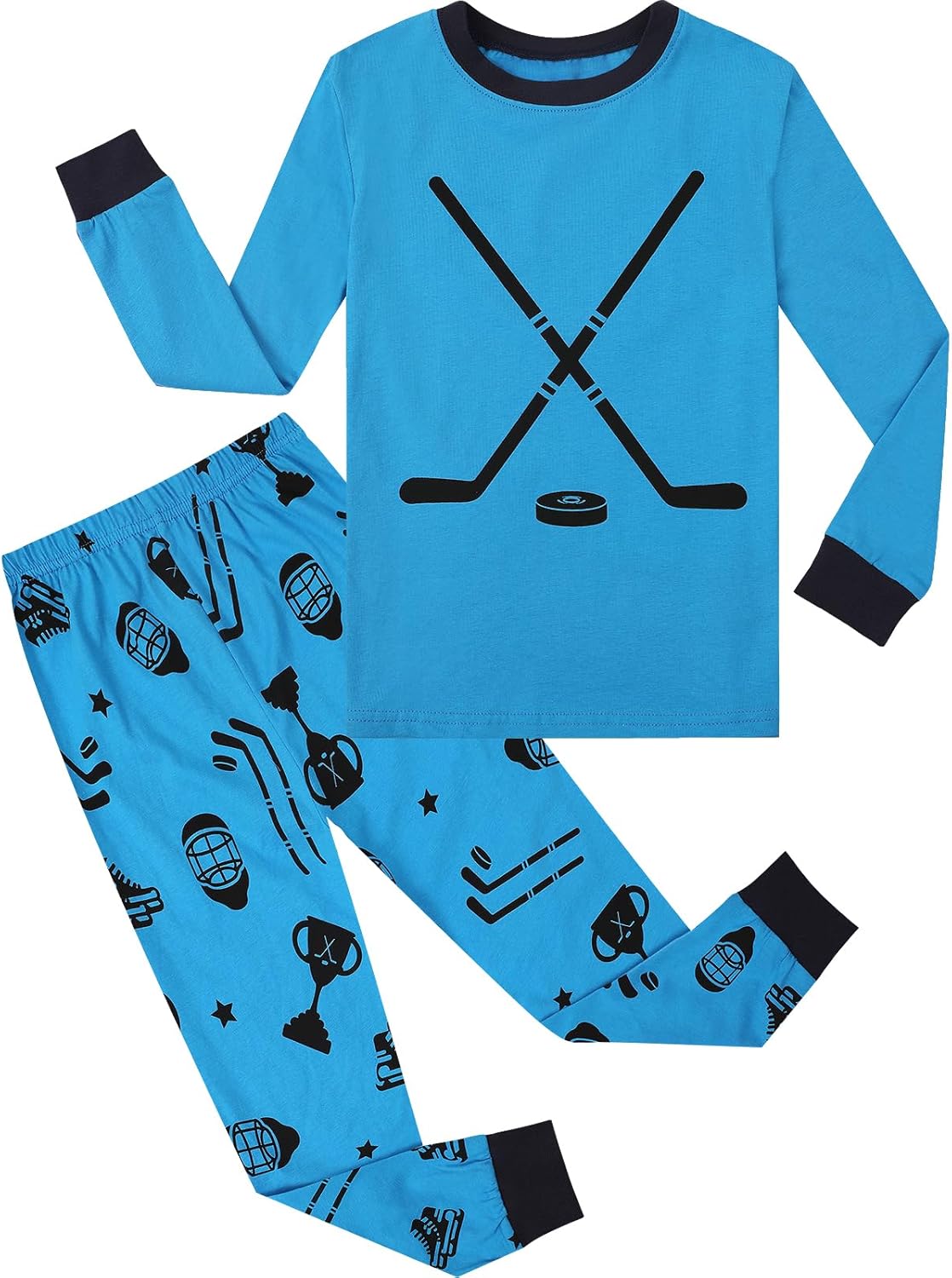 A&J DESIGN Cotton Sports Pjs for 2-14 Years Kids, 2-Piece Pajamas Set