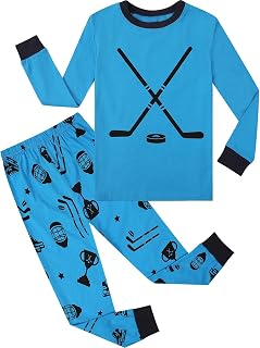 A&J DESIGN Pure Cotton PJs for Ages 2-14, Multi-sports Prints Long Sleeve | Soft Pure cotton sports PJs perfect for bedtime, game days & school spirit! Machine washable & eco-friendly.