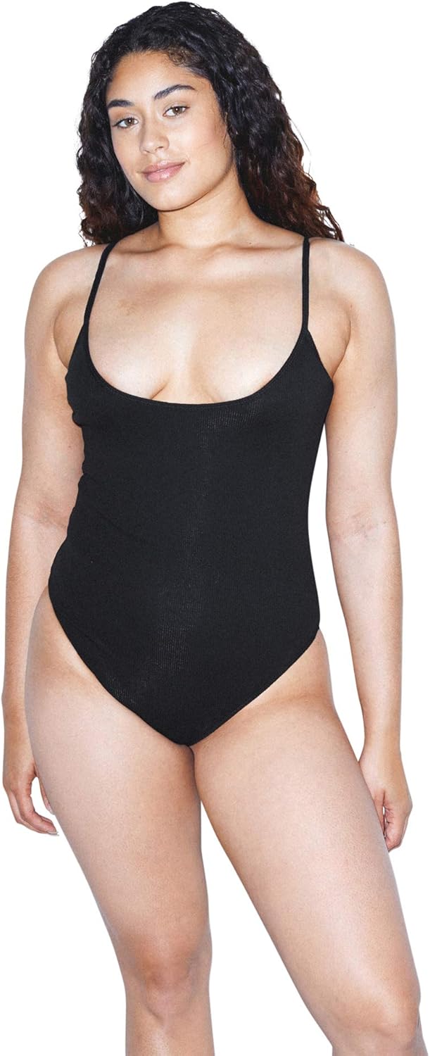 American Apparel womens Cotton 2x2 Spaghetti Strap U-back Bodysuit