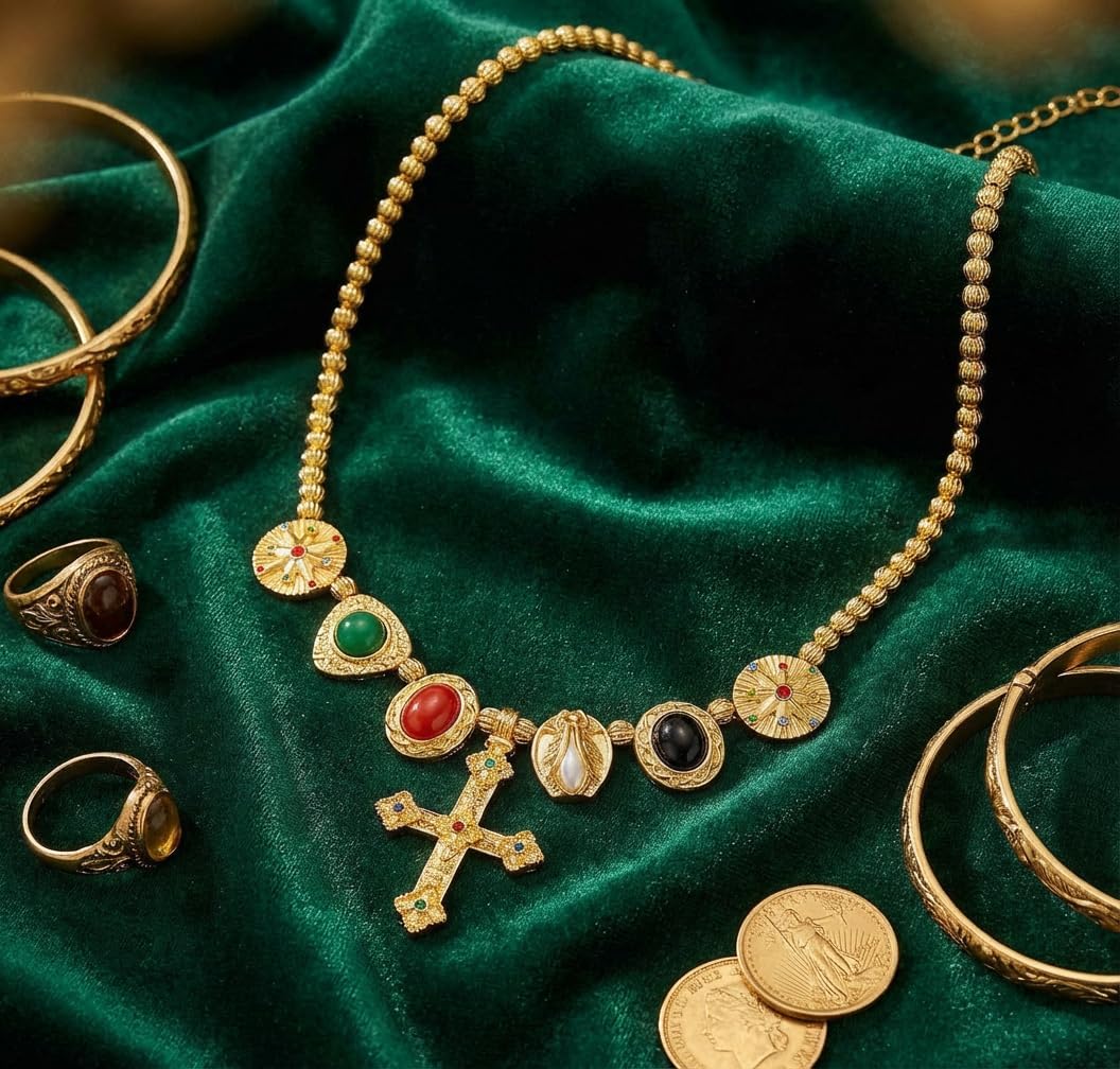 CLASSYZINT Gold Cross Necklace for Women Chunky Necklaces Charms Adjustable Chain Colorful Jewelry - Image 6