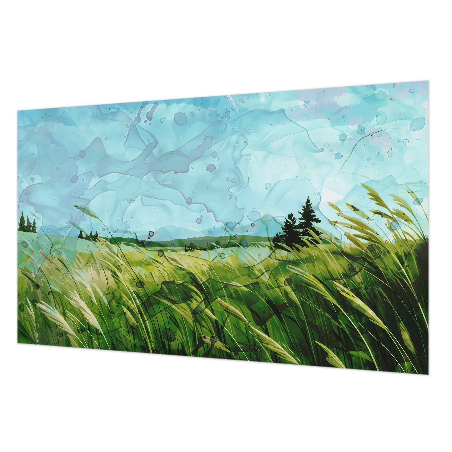 Papier peint intissé haute qualité aux paysages verts pour une décoration élégante