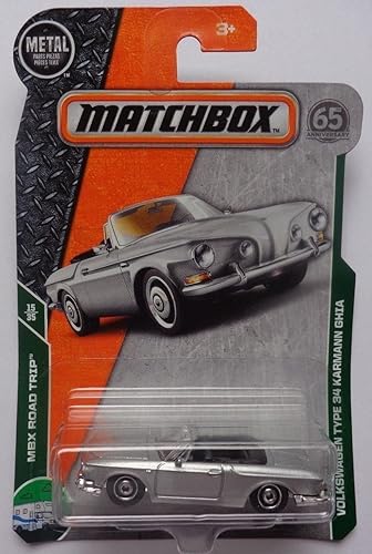 Matchbox 2018 Basic Vehicle MBX Road Trip 15/35 - Volkswagen Tipo 34 Karmann Ghia (Plata)