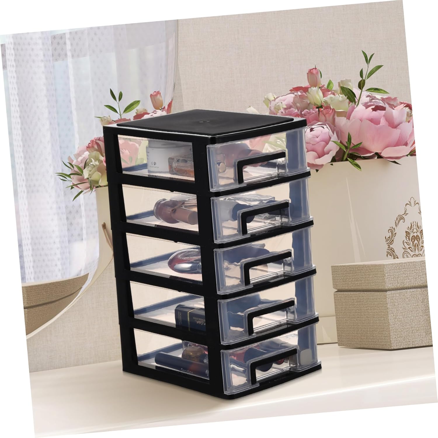 5-layer Storage Cabinet, Portable Plastic Drawer Type Closet Dustproof Storage Case Organizer Sundries Holder