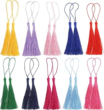 20 PCS 13cm/5 Inch Mini Bookmark Tassels, Handmade Soft Craft Mini Tassels with Loops for Jewelry Making, DIY Projects, Bookmarks