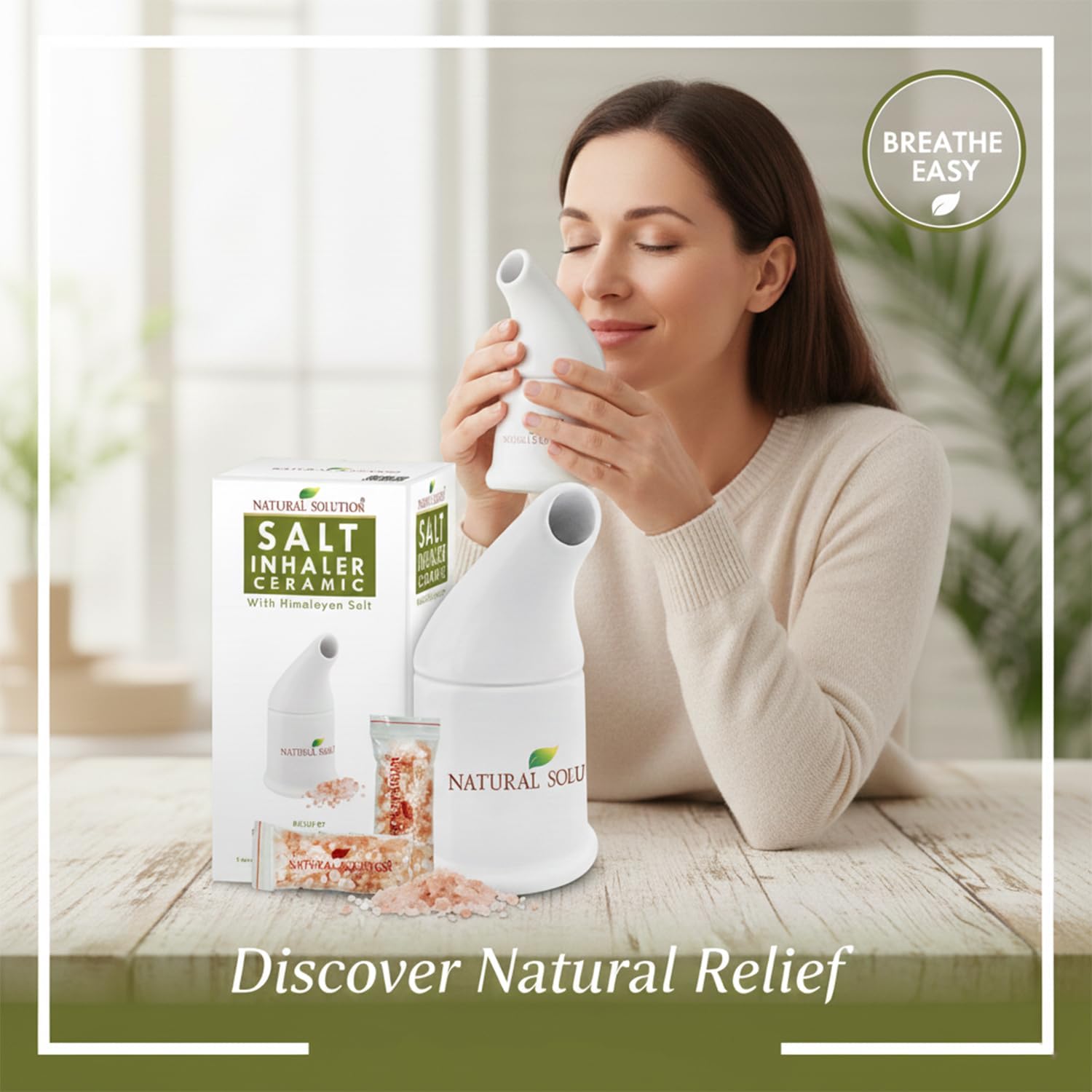 Natural Solution Ceramic Pink, Cleans The Respiratory System Great for Allergy, Asthma Relief, and Other Respiratory Conditions , Salt Inhaler, 1 Count 4