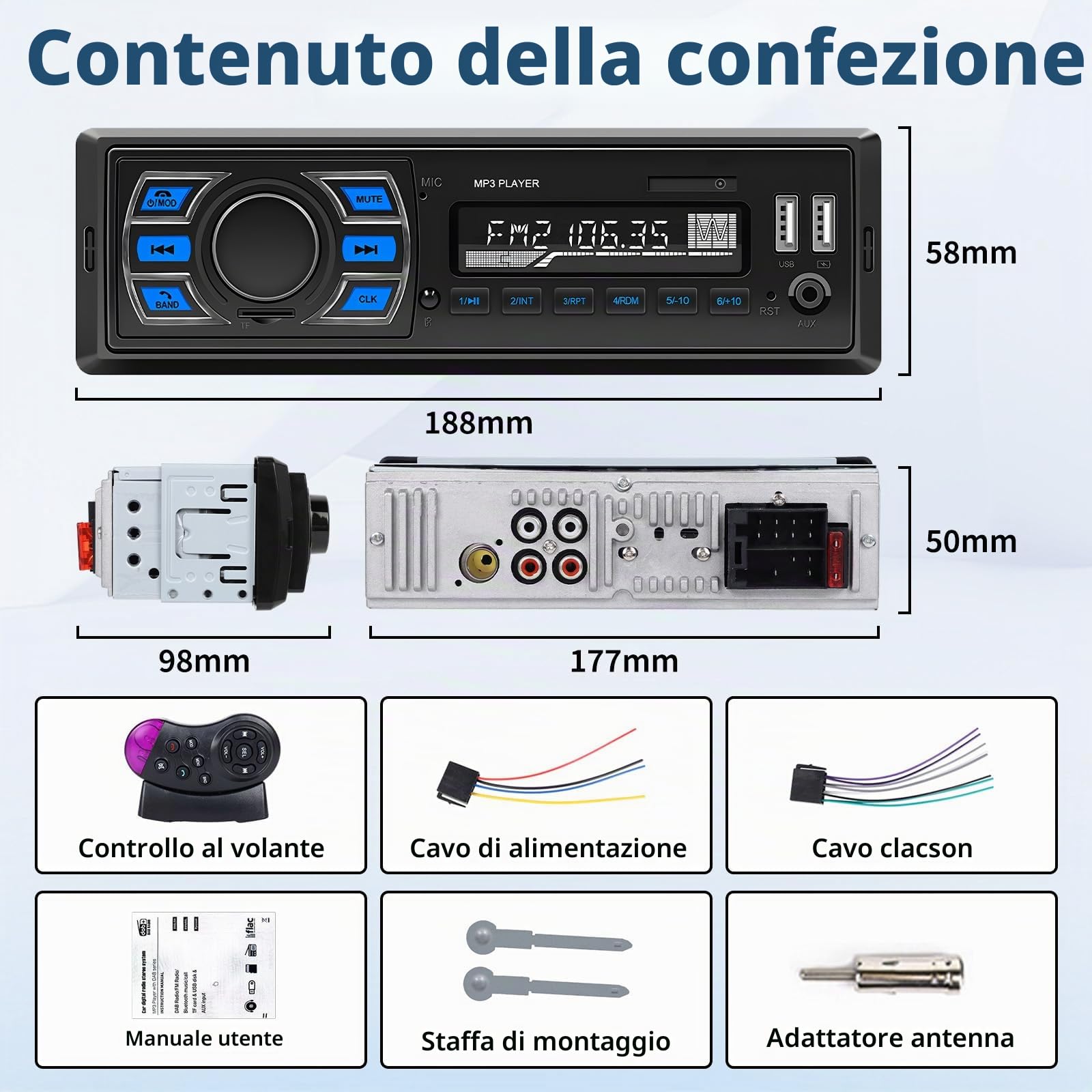 Hikity DAB/DAB+ Autoradio con Bluetooth FM