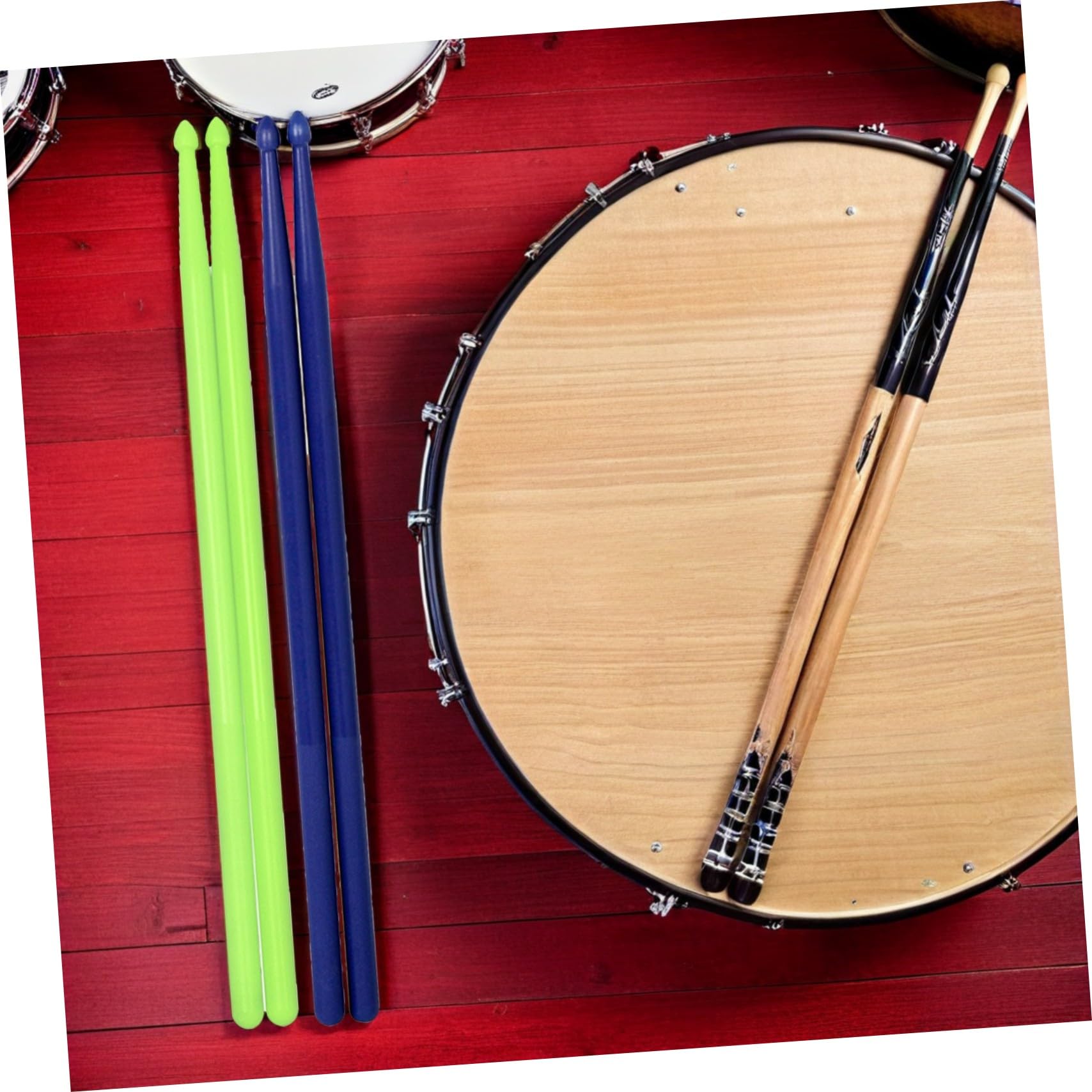 SUPVOX Set 5 Paia Bastoncini di Nylon Multicolore per Batteria Design Ergonomico, Uso Versatile, per Performance di Musica Jazz e Appassionati di Percussioni