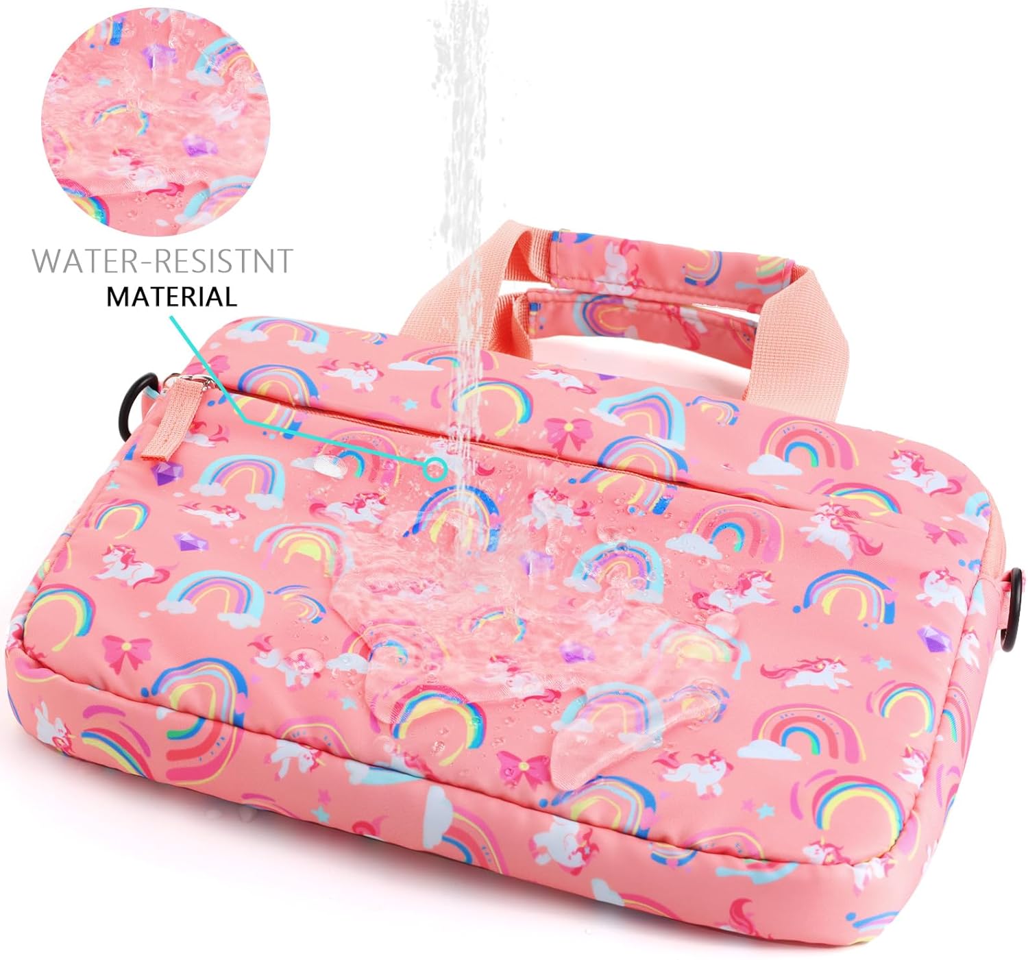 Kids Tablet Bag for Girls, Kids Tablet Carrying Case for Fire HD 10, HD 8, Fire 7 Sleeve Bag Kid Kindle Bag, iPad Bag for Kid, Rainbow Unicorn Pink - Image 4