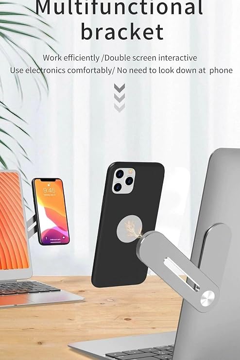 bbtech Metal Ayarlı Laptop Ve Monitör Yanı Manyetik Telefon Tutucu Stand;Silver