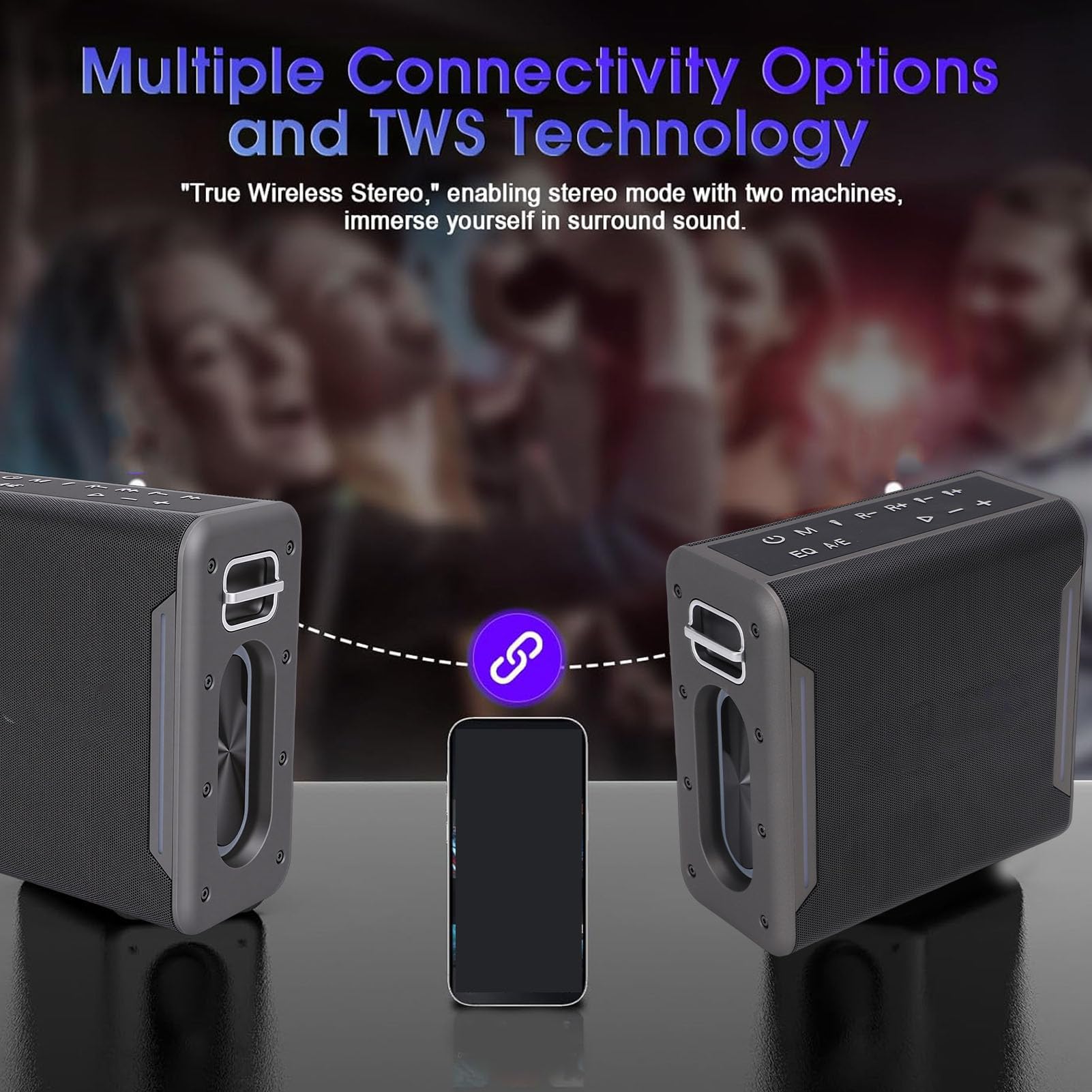 Fabater Máquina de Karaoke para Adultos y Niños, Altavoz Bluetooth Portátil con 2 Micrófonos Inalámbricos, Luces LED, PA Compatible con Tarjeta TWS/AUX/USB/TF para Fiestas en Casa Al