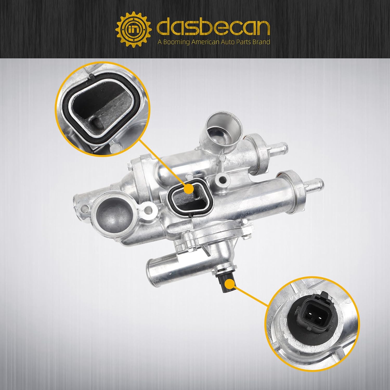 Dasbecan Upgraded Aluminium Engine Coolant Thermostat Housing Compatible with Chrysler 200 Sebring Dodge Avenger Caliber Journey Jeep Compass Patriot 2.0L 2.4L 2007-2020 Replace# 68003582AB 902-319