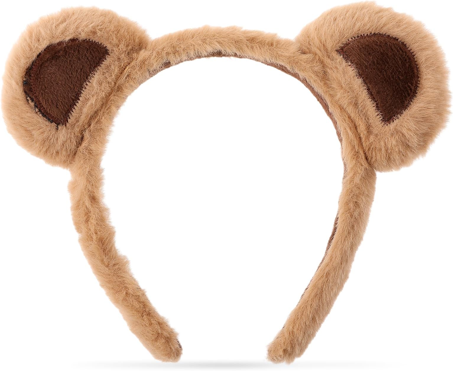 WLLHYFBear Ears Headband Cute Party Headwear Face Wash Headband Animal Head Wear Hairband Hair Accessories for Adult Kids (Khaki)
