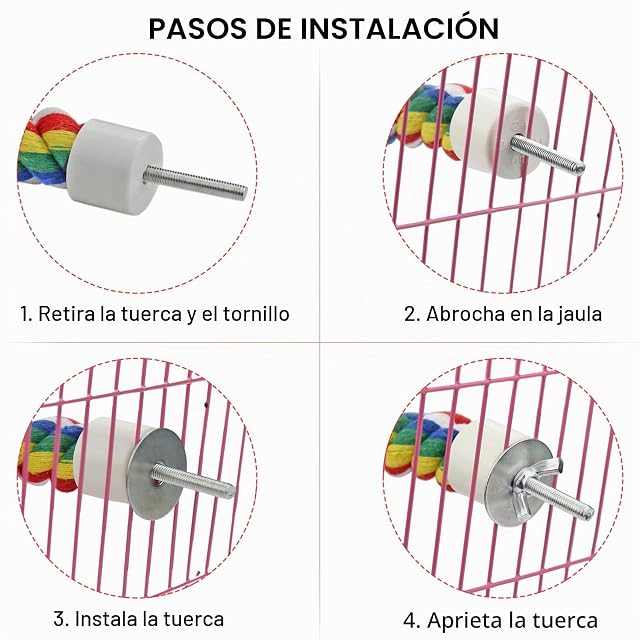 Foto 5 de 7 de Perchas para Pajaros Cuerda de Loro 80cm Percas para Agapornis/Periquitos/NINFA