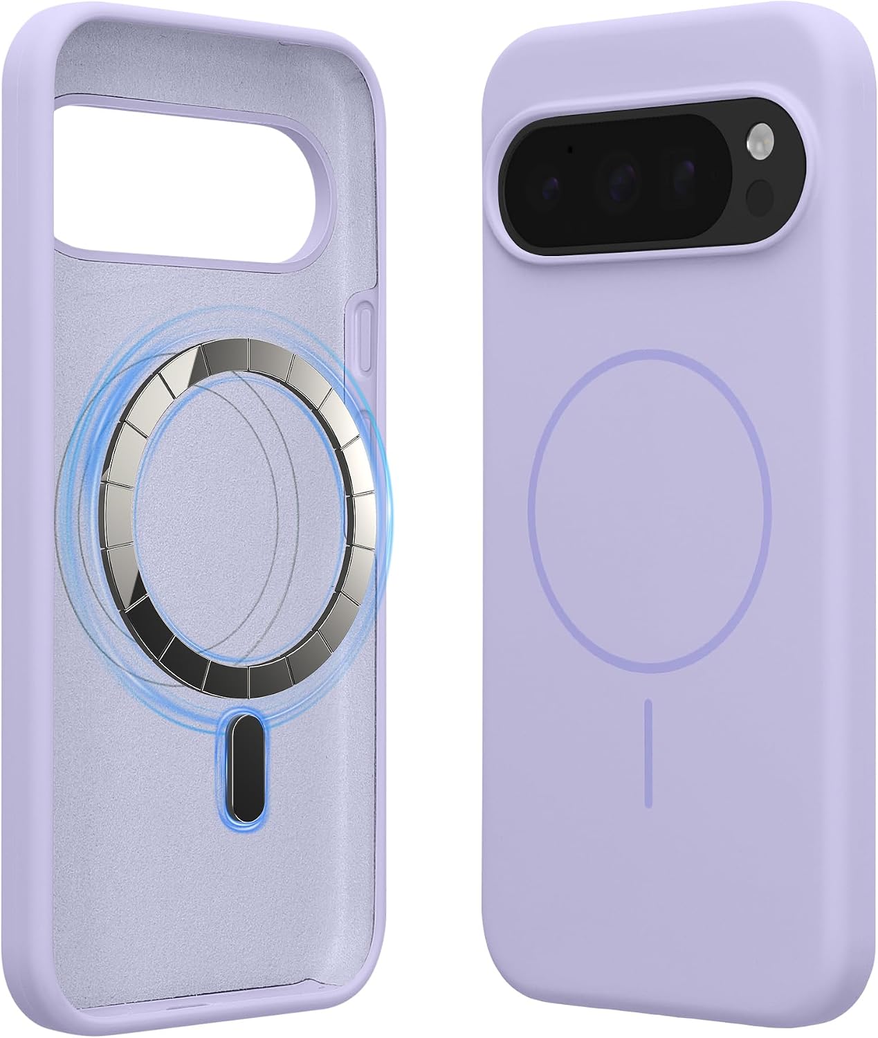 kwmobile Magnetic Silicone Case Compatible with Google Pixel 10 Pro XL - Compatible with MagSafe - Shockproof, Anti-Slip Phone Cover - Lavender