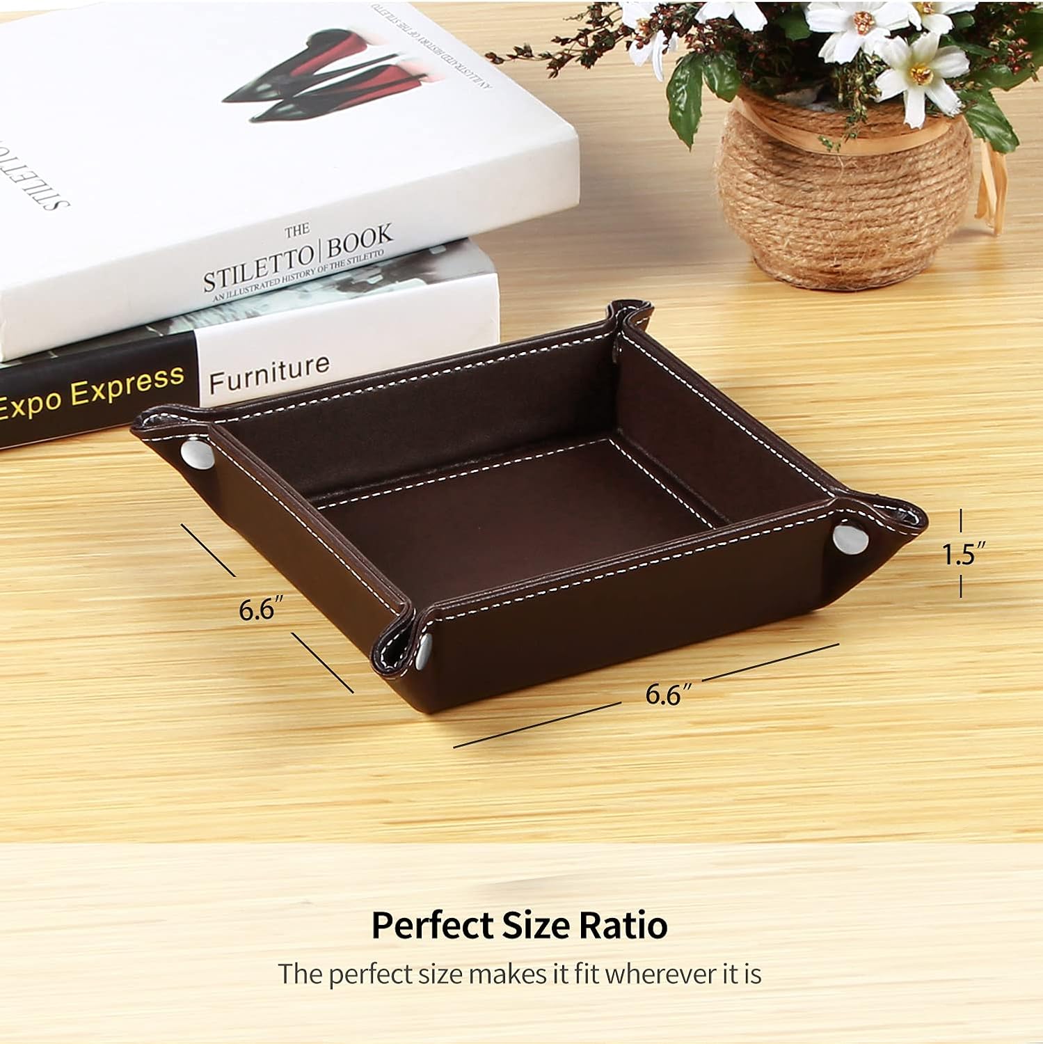 Miniatura 3 de Cuenco para llaves para hombres, soporte para receptáculos de entrada, bandeja para valet para cosas de bolsillo, organizador de mesita de noche de