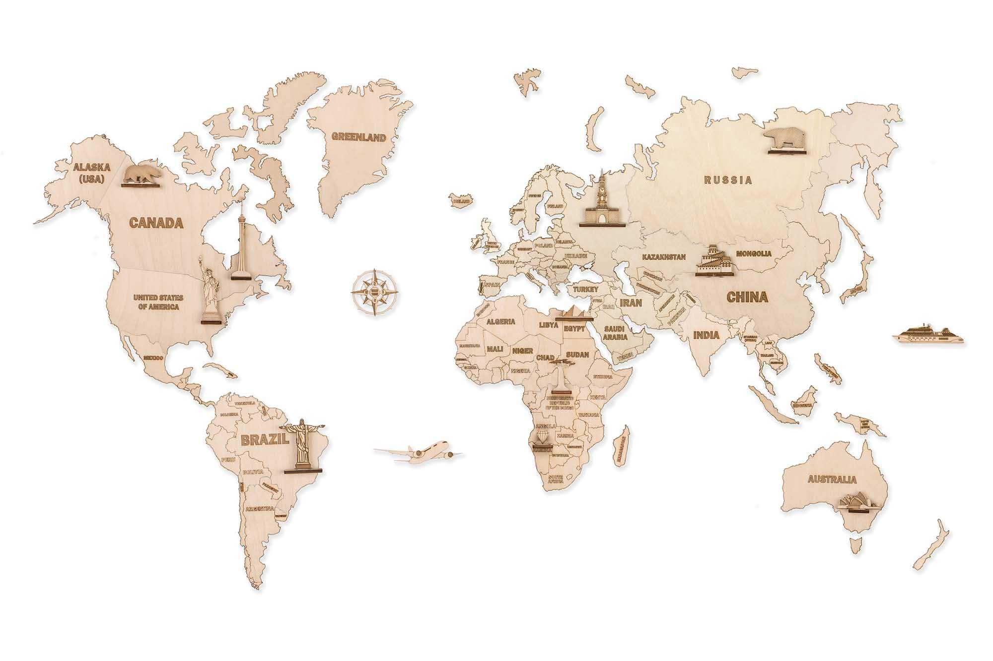 Amazon.co.jp: Wood Trick ウッドトリック 木の世界地図パズル(中